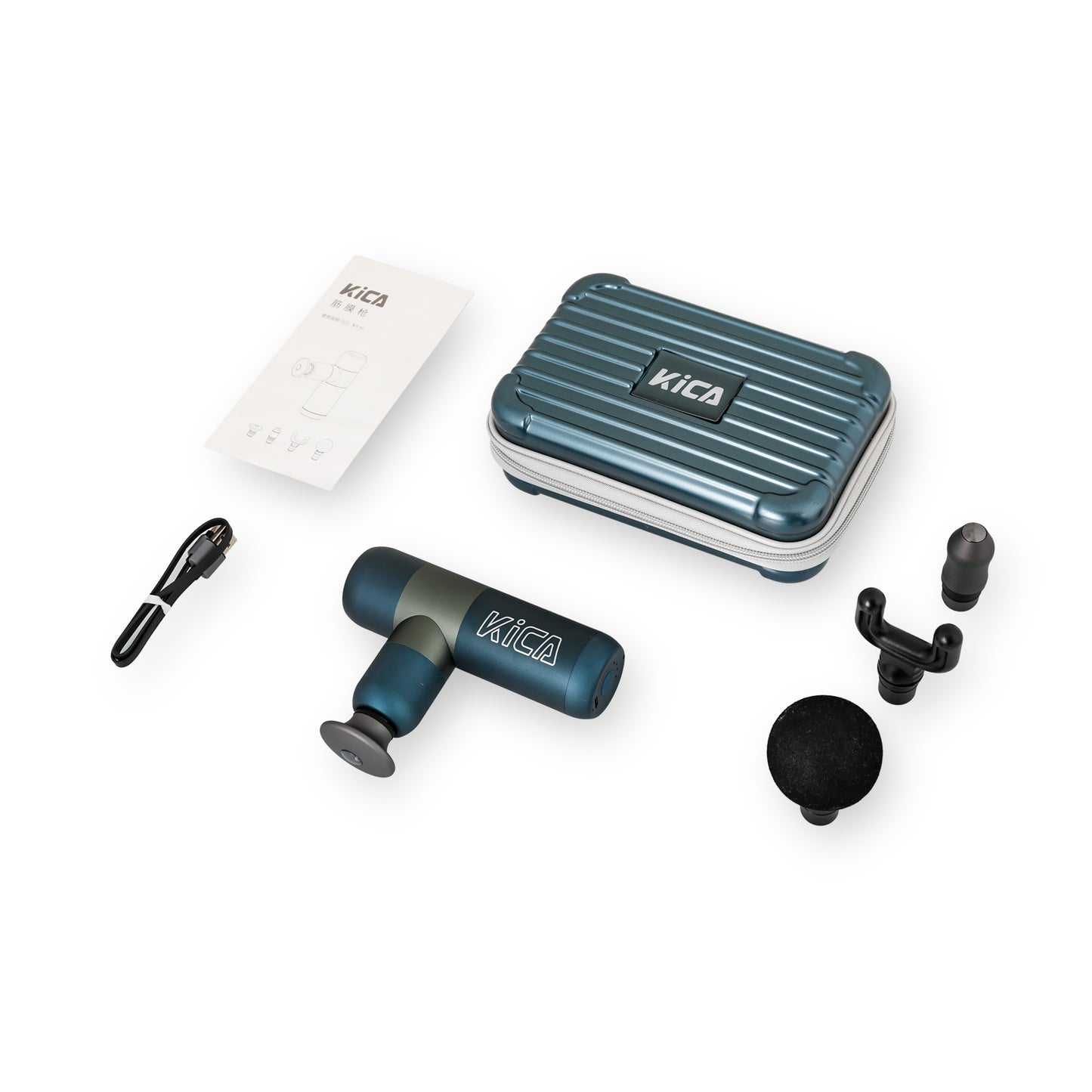 KICA K2 Mini Portable Fascia Gun | Deep Tissue Muscle Massage Gun with 4 Heads, 4 Speeds, Long Battery Life