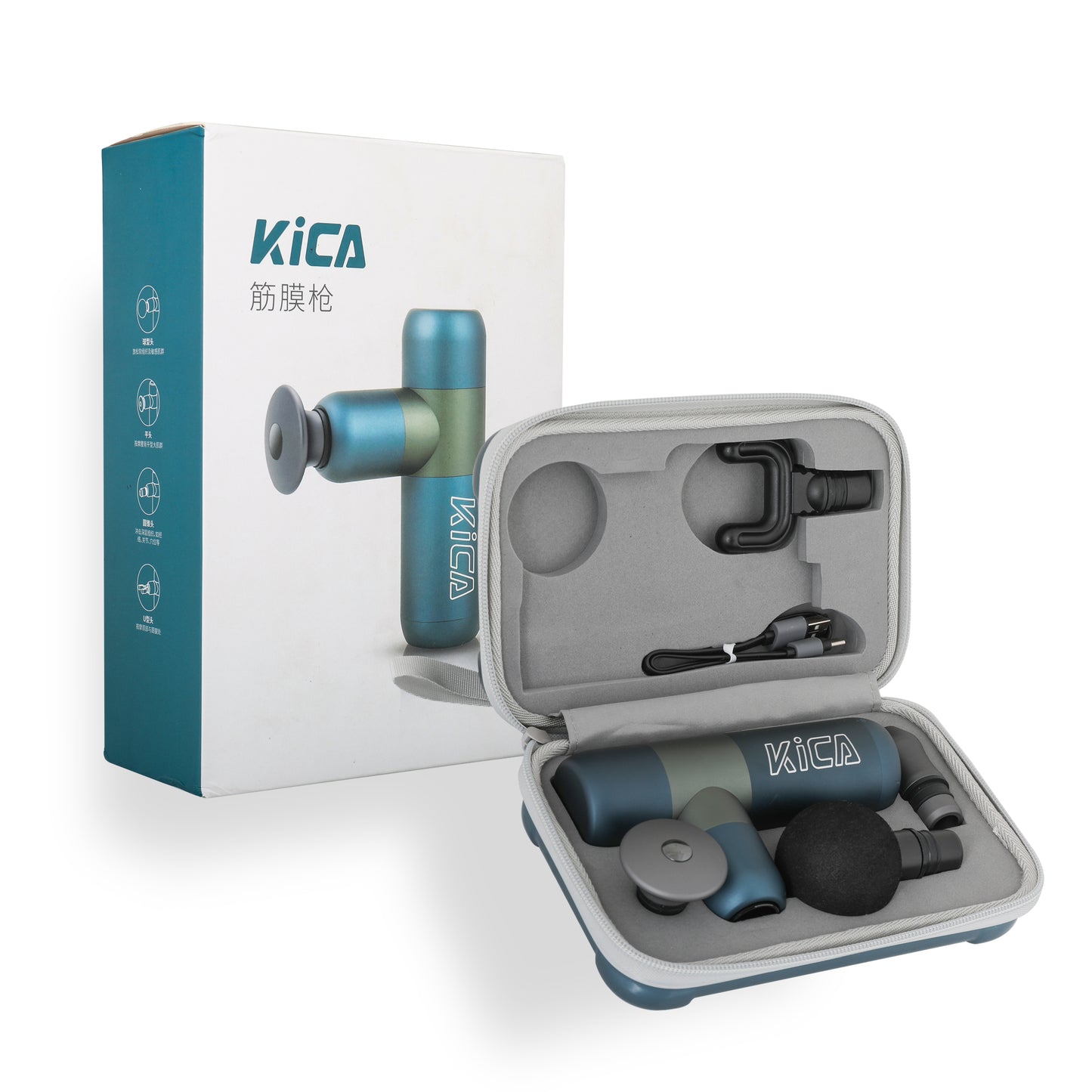 KICA K2 Mini Portable Fascia Gun | Deep Tissue Muscle Massage Gun with 4 Heads, 4 Speeds, Long Battery Life