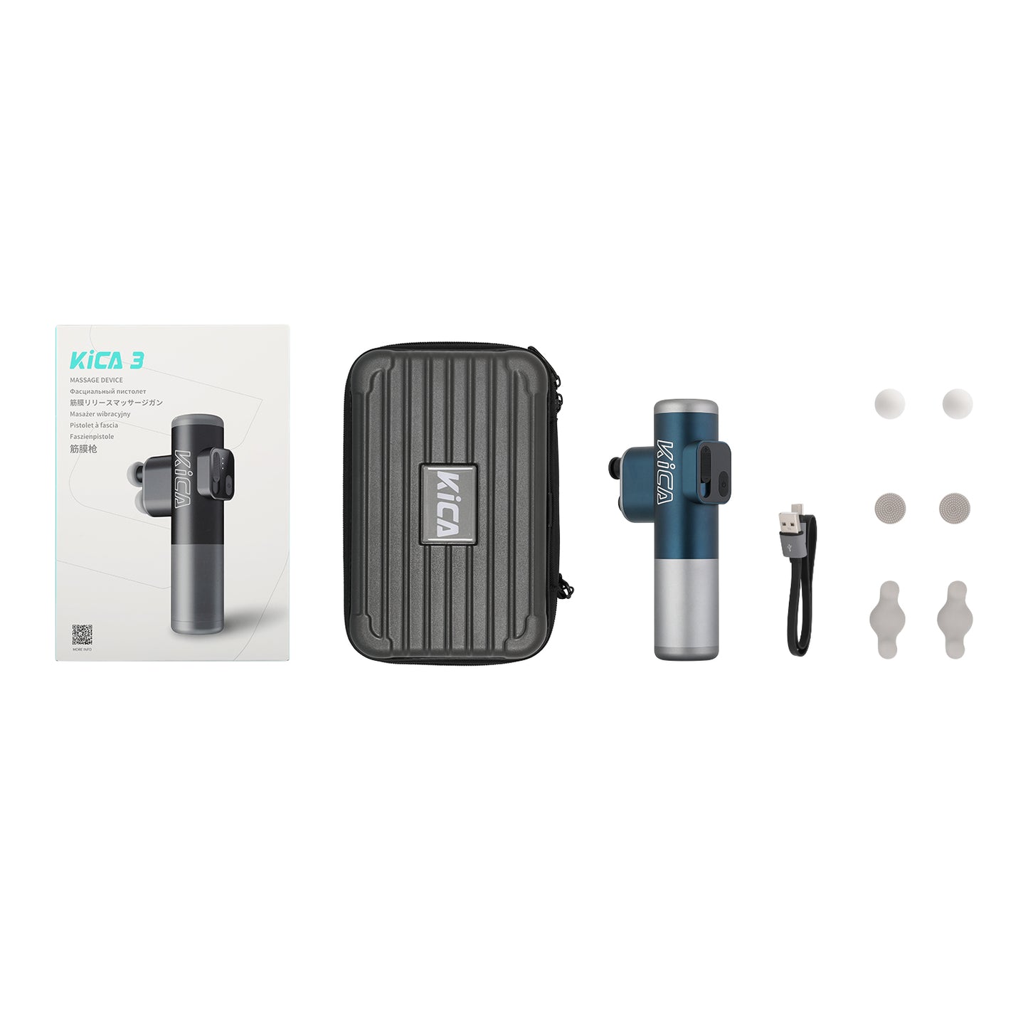 KICA 3 Dual-Head Massage Gun - 10mm Deep Tissue Percussion Massager, 5200 RPM, 20hr Battery Life, for Muscle Recovery & Pain Relief
